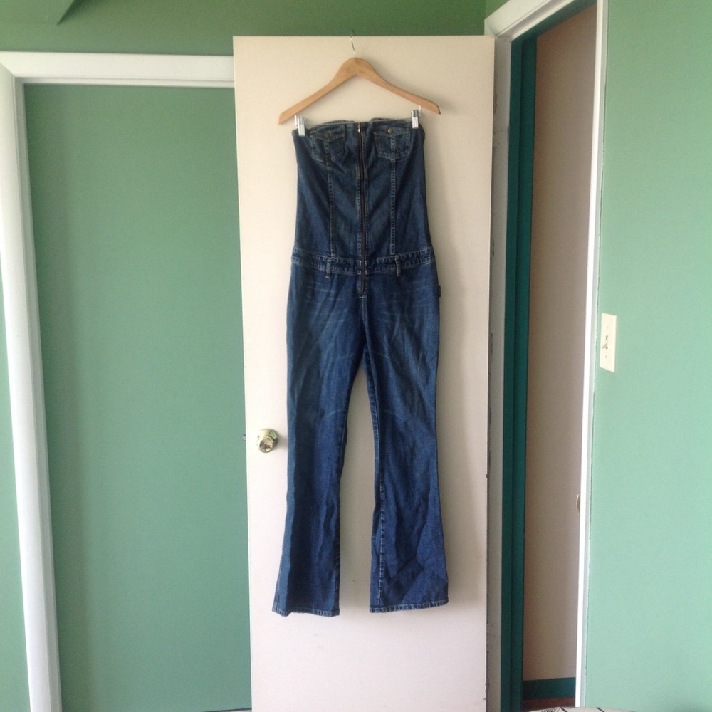 BEAUTIFUL Blue jean halter jumpsuit